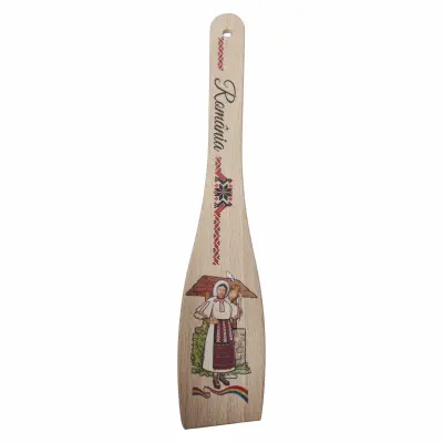 Spatula lemn, port popular romania, suvenir, 30 cm, model 11